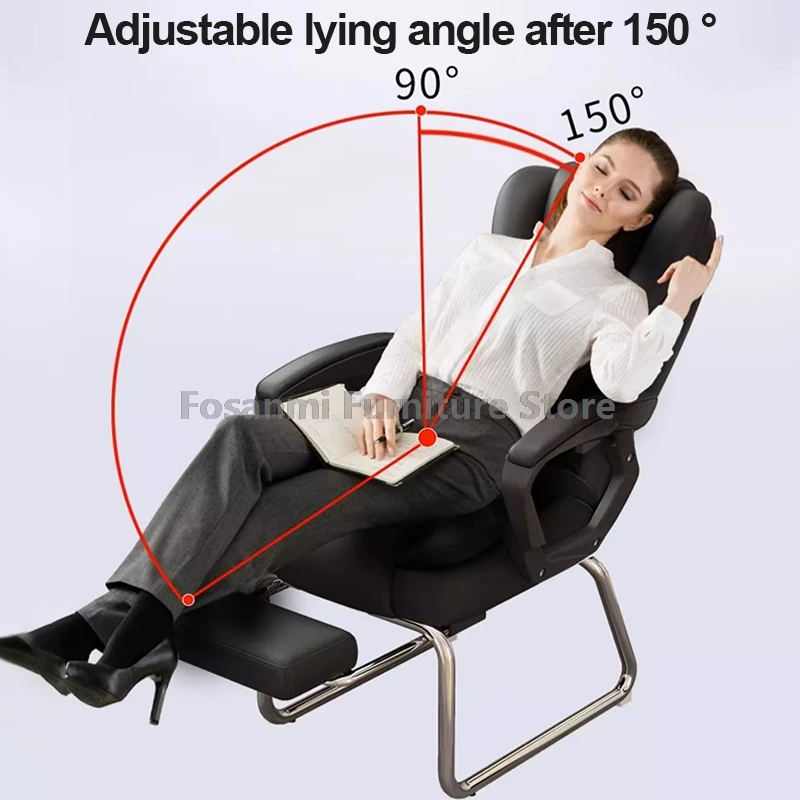 โบว์ขาโต๊ะเก้าอี้ผ้าฝ้ายผ้าลินินสบายGamer Recliningเก้าอี้สูงนุ่มเก้าอี้คอมพิวเตอร์มีท้าวแขนสําหรับHome Office