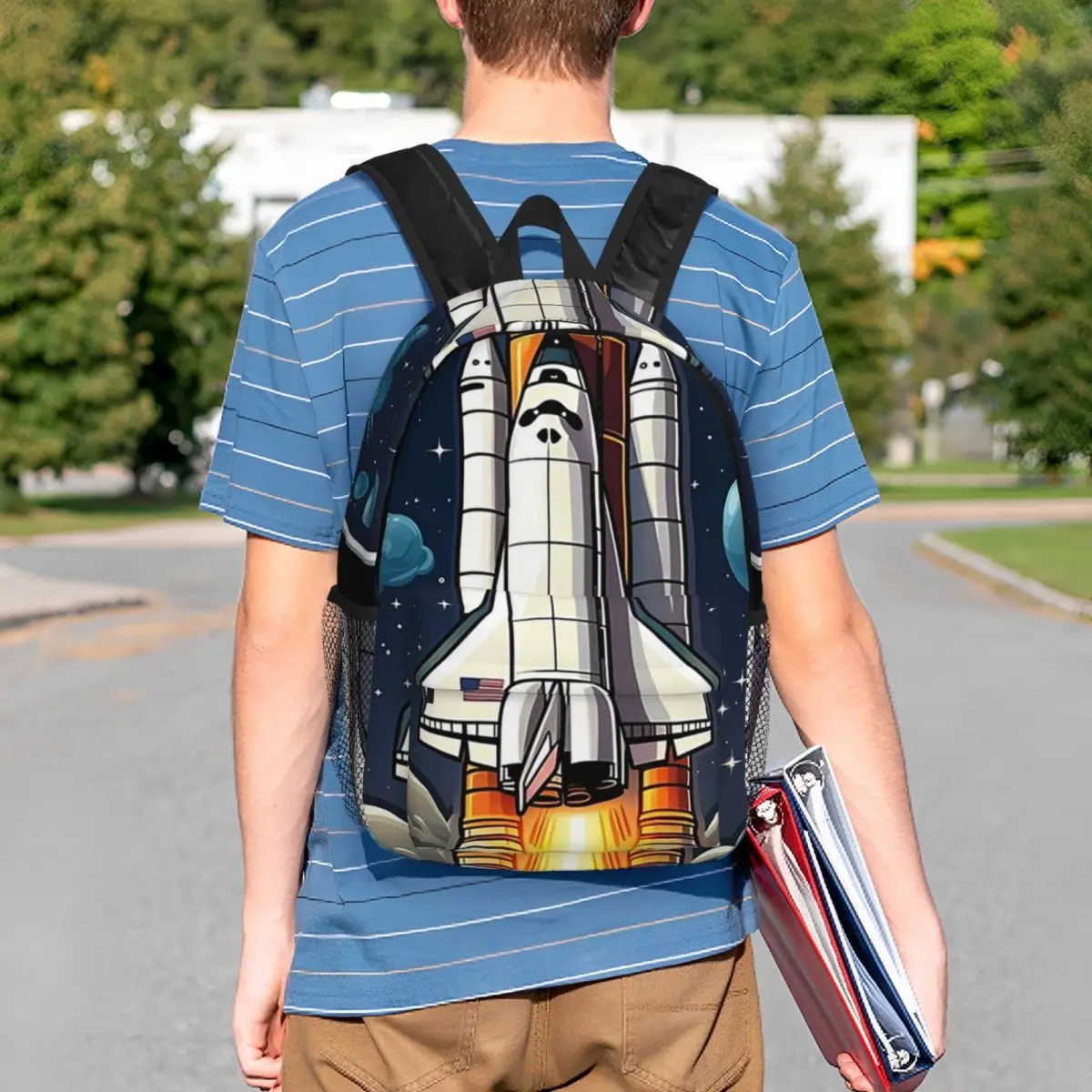 Space Shuttle Rocket Backpack Student BookBag Kids School Bag Laptop Shoulder Bags for Boys Girls