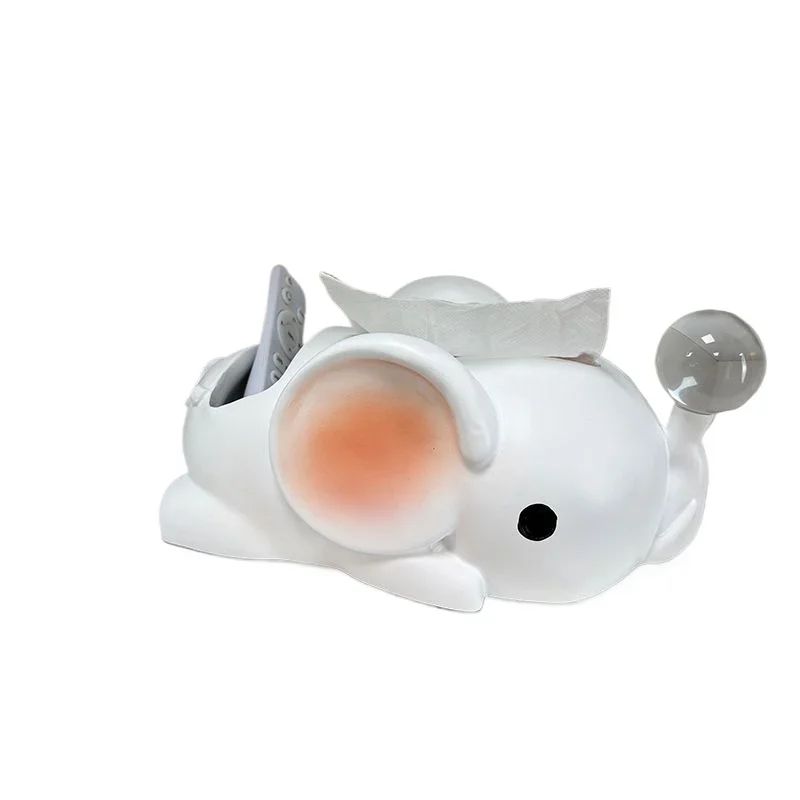 

Creative Jixiang tissue box ornament remote control storage living room tea table multi-function cream wind advanced sense