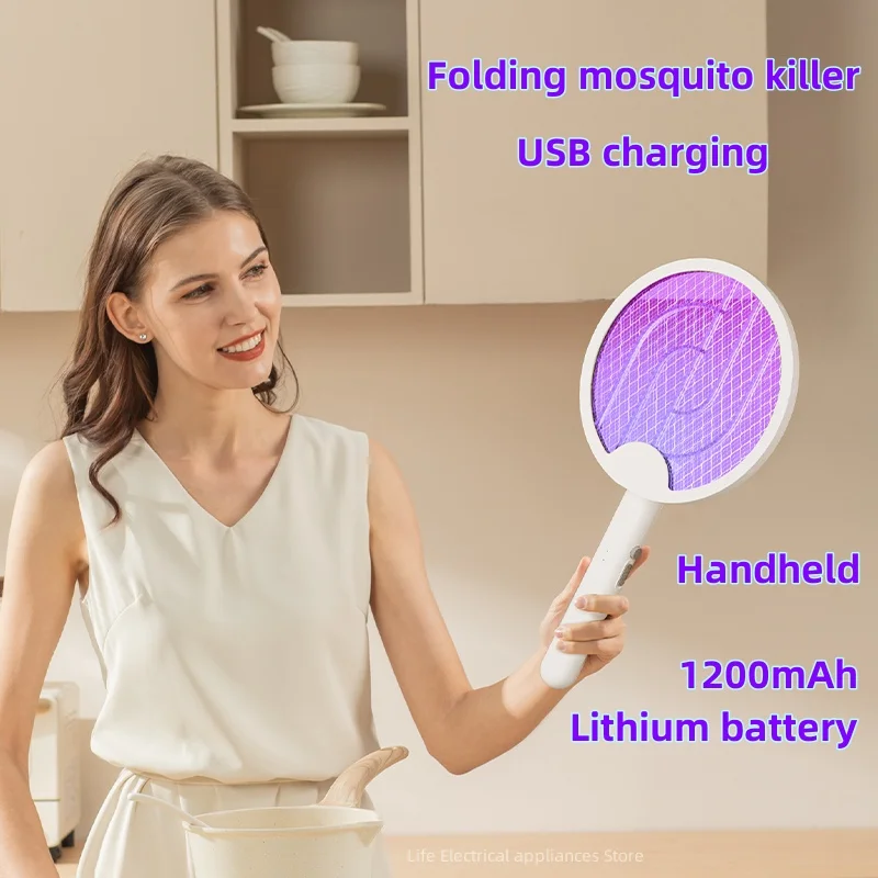 Electronic Mosquito Killer Hand-held Electric Mosquito Swatter Wall-mounted Mosquito Killer 1200mAh Lithium Battery USB Charging