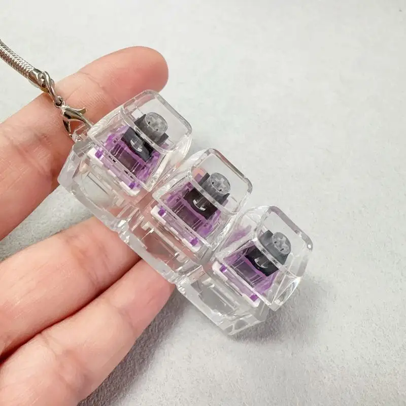 3Keys Keyboard Key Chain DIY Button Finger Keyboard Caps Stress Relief Toy Bag Pendant Transparent Shaft Decompression Toy Gift