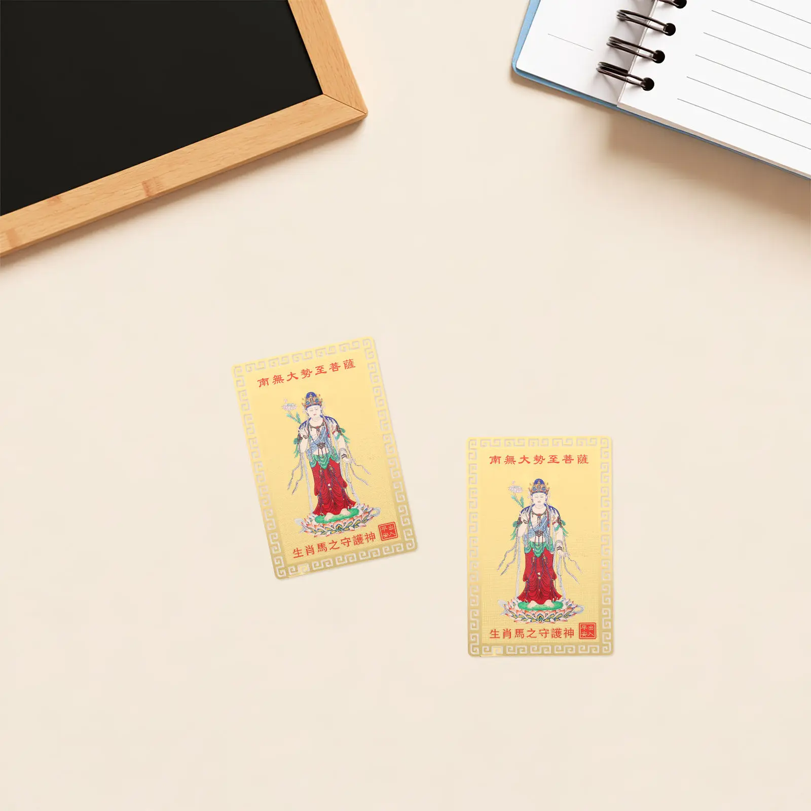 4Pcs Metal Horse Zodiac Amulet Card Copper Buddha Wealth Charm Lucky Feng Shui Tai Sui Protection Card Chinese Home Decor Gift