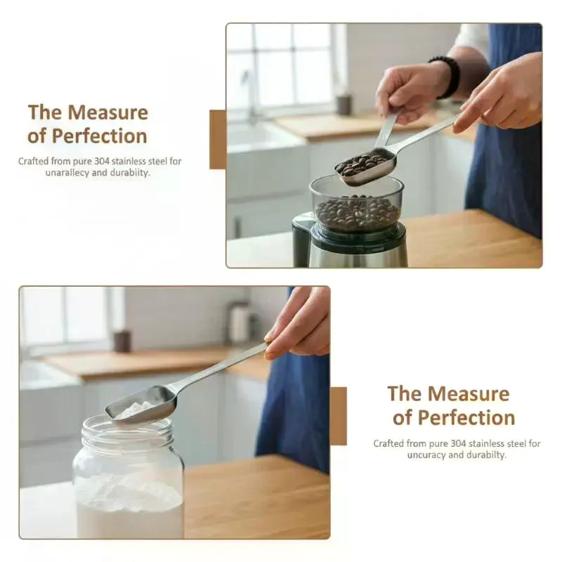 Coffee Bean Measuring Spoon 15ml Capacity 304 Steel Rustproof For Kitchen Home Cafe Accurate Scooping