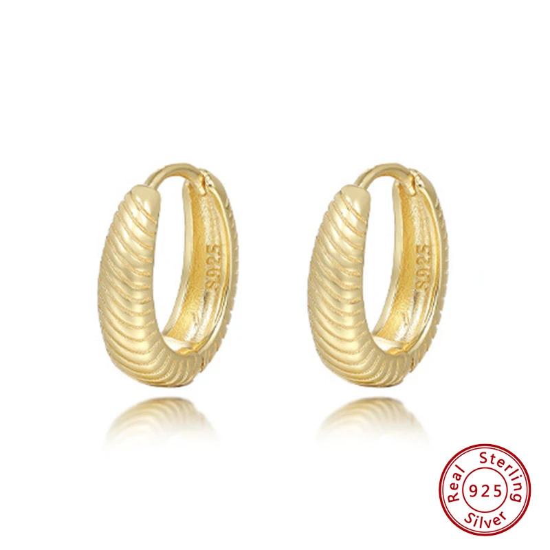 

925 Sterling Silver Earrings Original Certificate Tire Texture Ear Clip Earrings For Women Factory Direct Sales