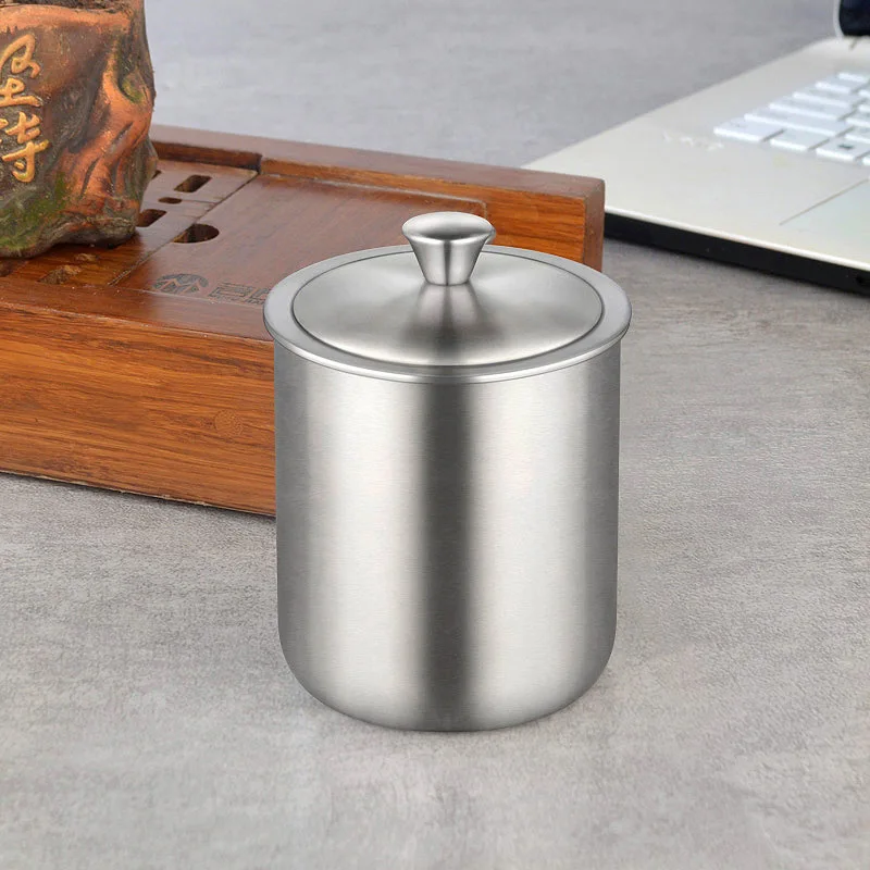 Thickened Stainless Steel Ashtray With Cover Dustproof and Windproof Ashtray Creative Home Car Living Room Decoration Gift