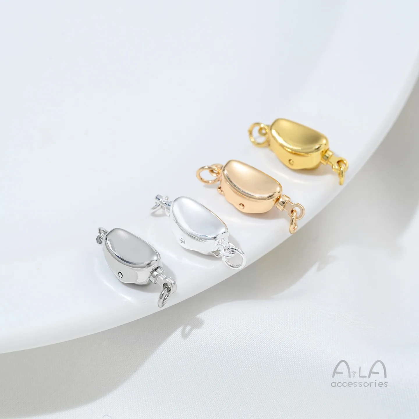 14K Gold Color Preserving Small Ingot Clasp & Pea Buckle DIY Bracelet Necklace Clasp Jewelry Accessories