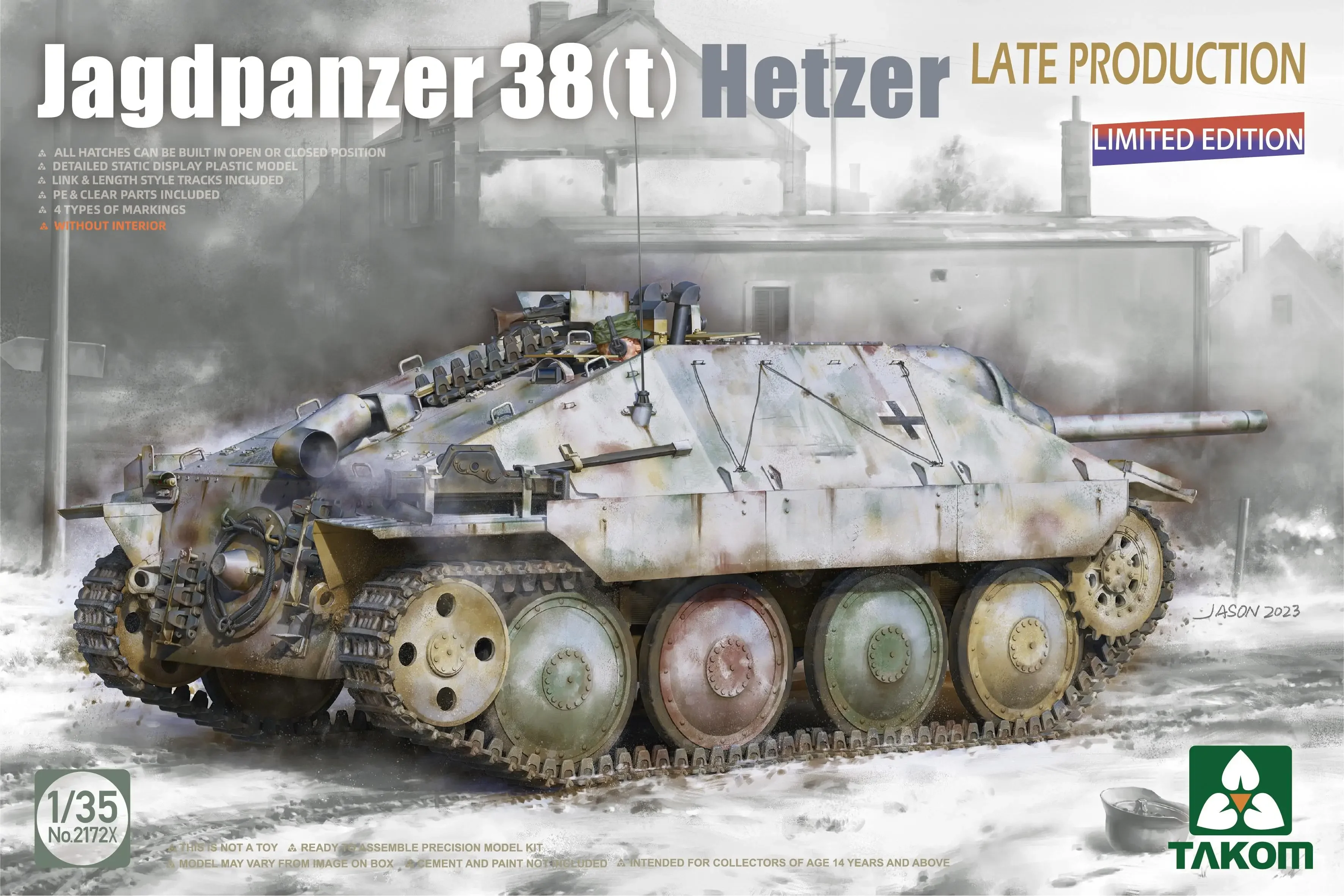 TAKOM 2172X 1/35 Scale Jagdpanzer 38(t) Hetzer Late Production Without Interior Limited Edition Model Kit