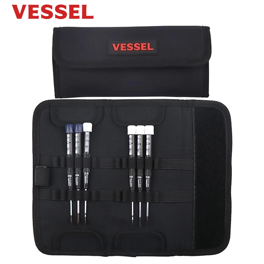 VESSEL 6-Piece Precision Screwdriver Set with Phillips/Slotted Screwdrivers,Pouch for Computer, Laptop, Eyeglass, Watch NO.9906A