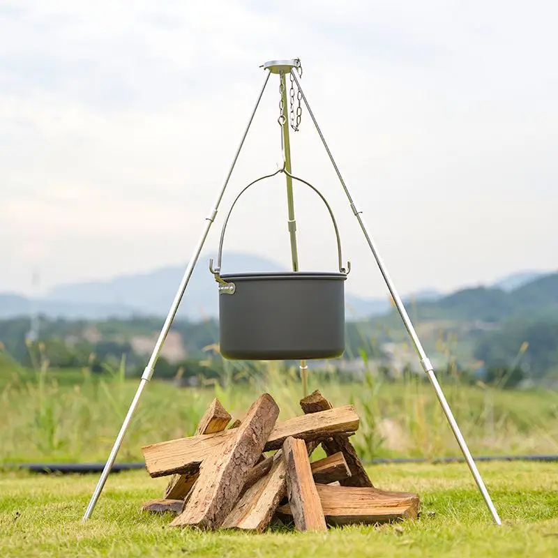 

Folding Camping Tripod for Fire Hanging Cooking Pot Triangle Holder Hanger Outdoor Stand Campfire Picnic Hiking Gear Accessories