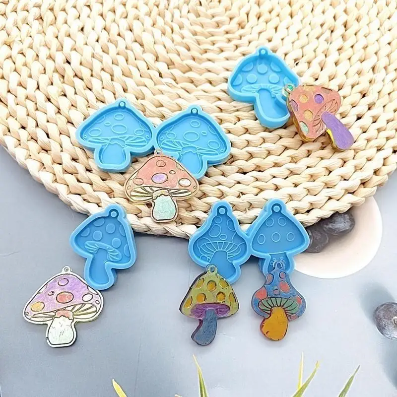 P88A 3 قطع الفطر شكل قلادة المفاتيح العفن الايبوكسي القرط العفن ديكور DIY