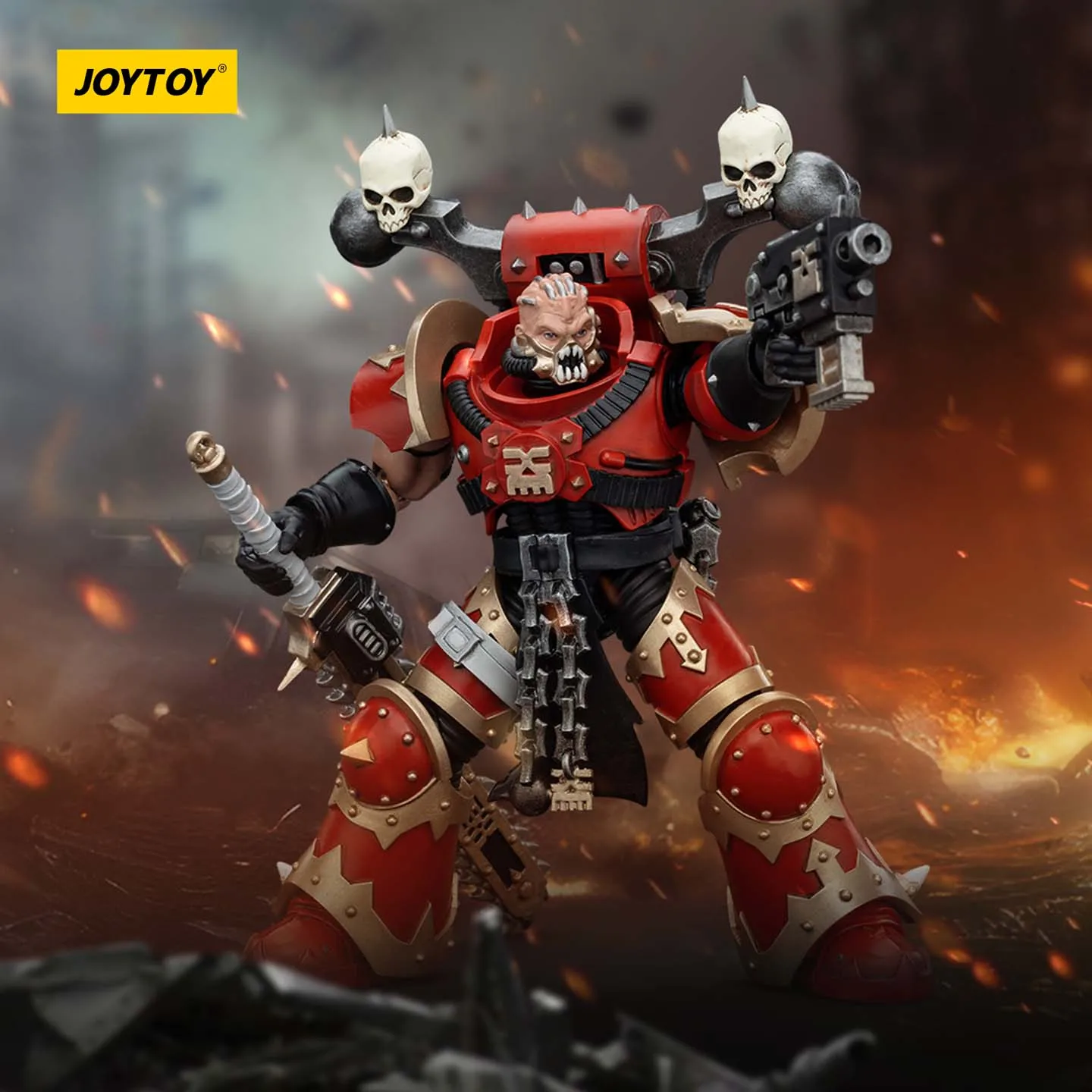 JOYTOY Dark Source Warhammer 40k World Devourer JT00560 1/18 Model Speelgoed van Berserker Warrior Uitgerust met Ripper Chain Saw Sword