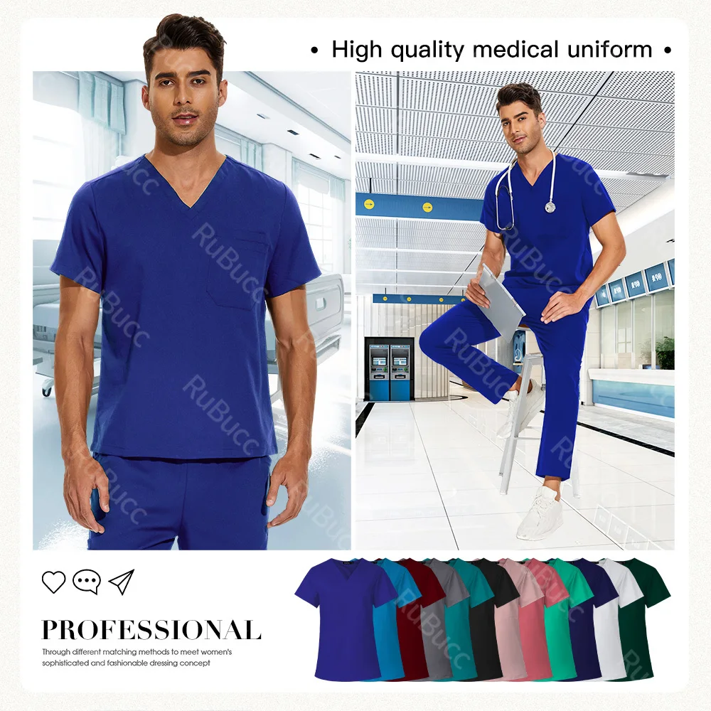 Short Sleeved Medical Surgery Uniforms Wholesale Medical Uniforms Nursing Workwear Hospital Scrubs Sets Women Nurse Accessories