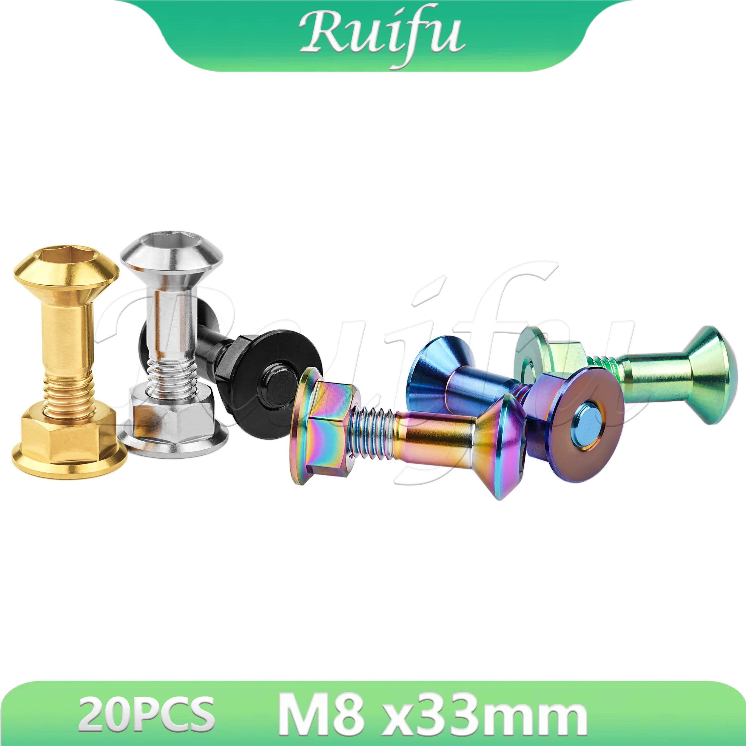 

Ruifu Titanium Bolt 20PCS M8 Sprocket Bolt Motorcycle Rear Chain Disc Chainwheel Chain Disk Plate Ti Screws Nuts Chainring