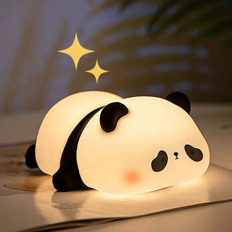 Cartoon Panda Night Light Kids Sleeping Night Lamp Animals Shaped LED Lamp Birthday Cake Decoration Desktop Ornament