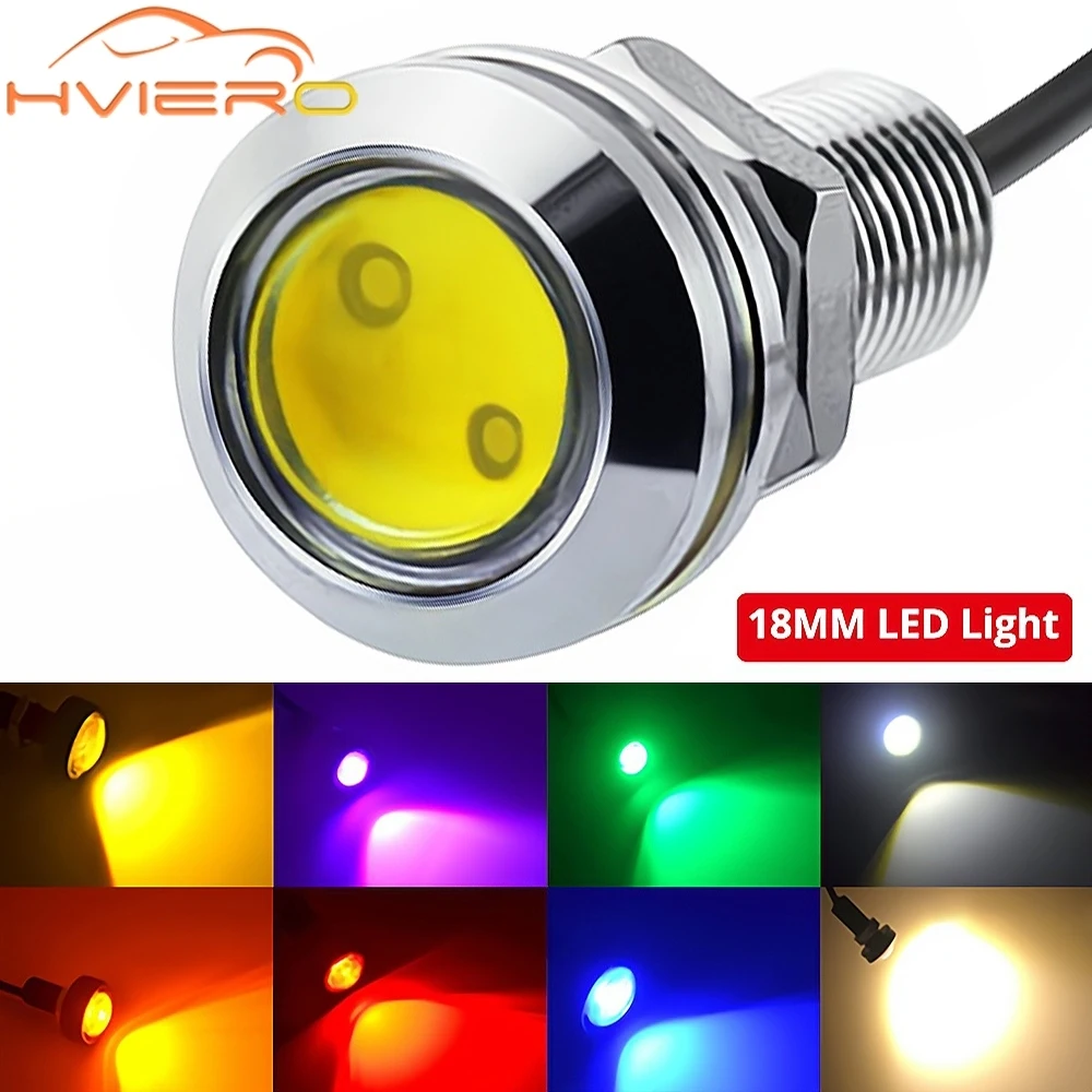 18mm Auto DRL12V Led Eagle Eye Silver Shell Bulb DayTime Running Turn Signal Backup Parking Lamp Fog Light Waterproof Multicolor