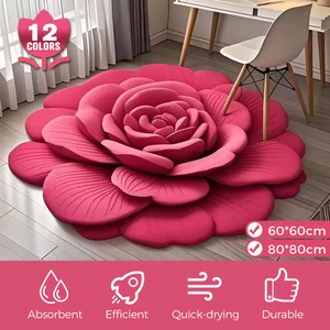 Alien Floral Floral & Diatomaceous Tierra Mat de la tierra del baño Anti-Slip 3d Patrón de flor fresca Mats de puerta resistente a la suciedad 8 mejores ventas de alfombra floral - №8