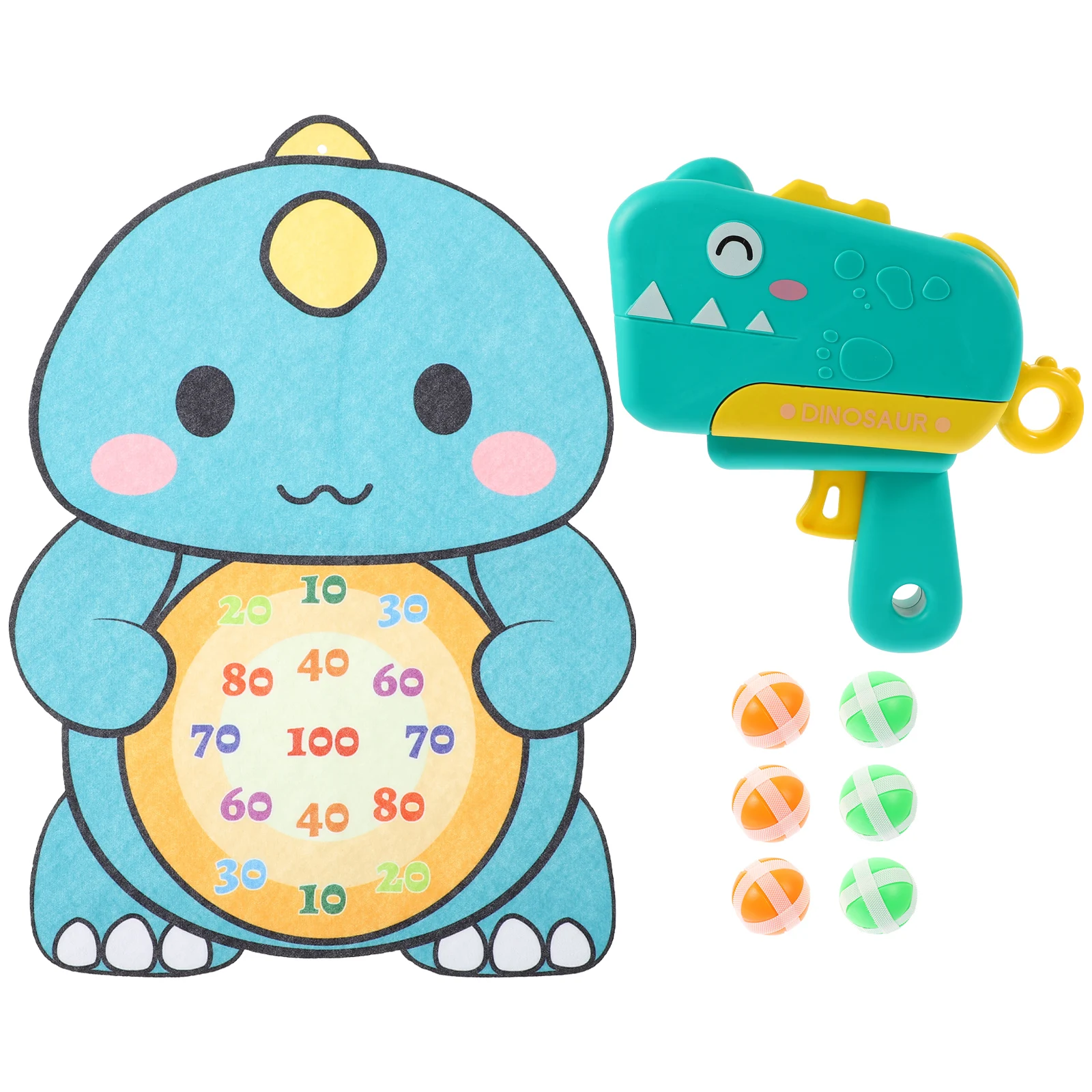 1 Juego de tablero de tela de dinosaurio con bola pegajosa, accesorios de juego de dardos para niños, ejercicio, coordinación ocular-mano, dibujos animados seguros