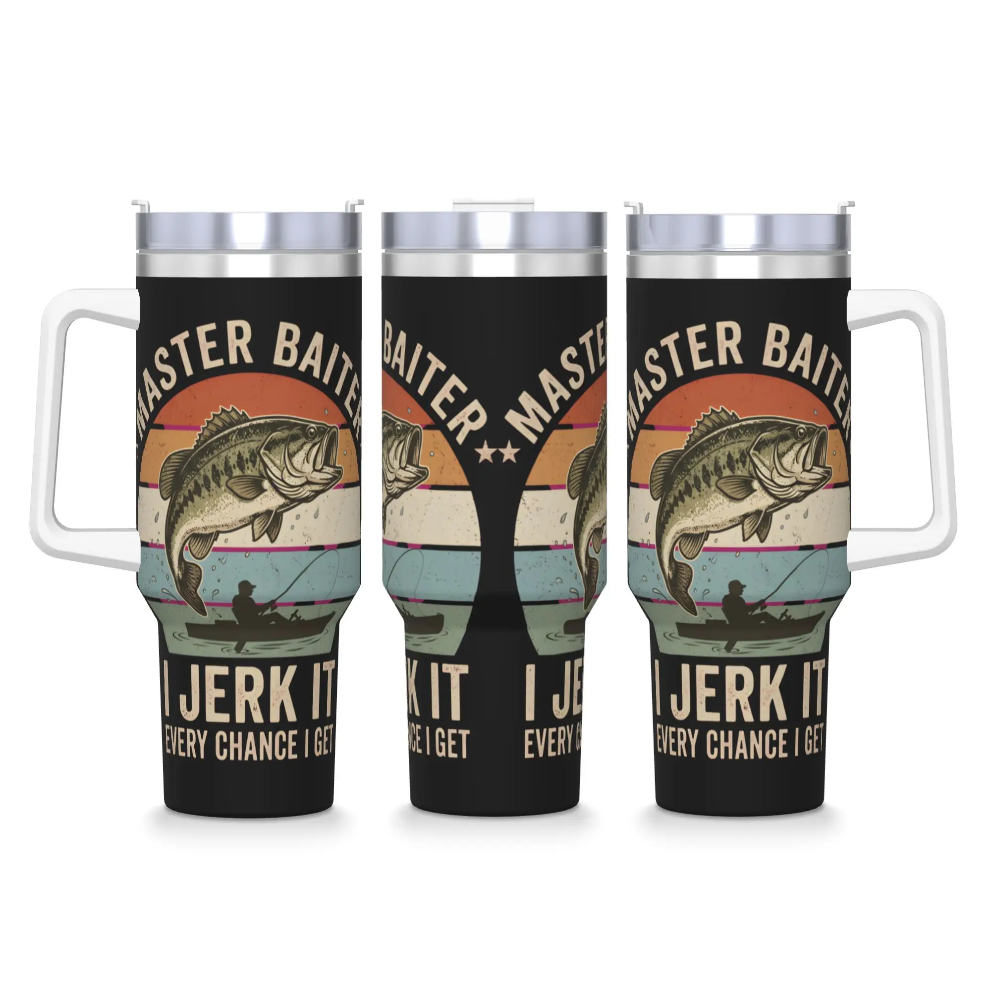Dad Grandpa Tumbler Master Baiter Kayak Fishing Cold Drink Water Bottle Heat Preservation Stainless Steel Coffee Mug Cup