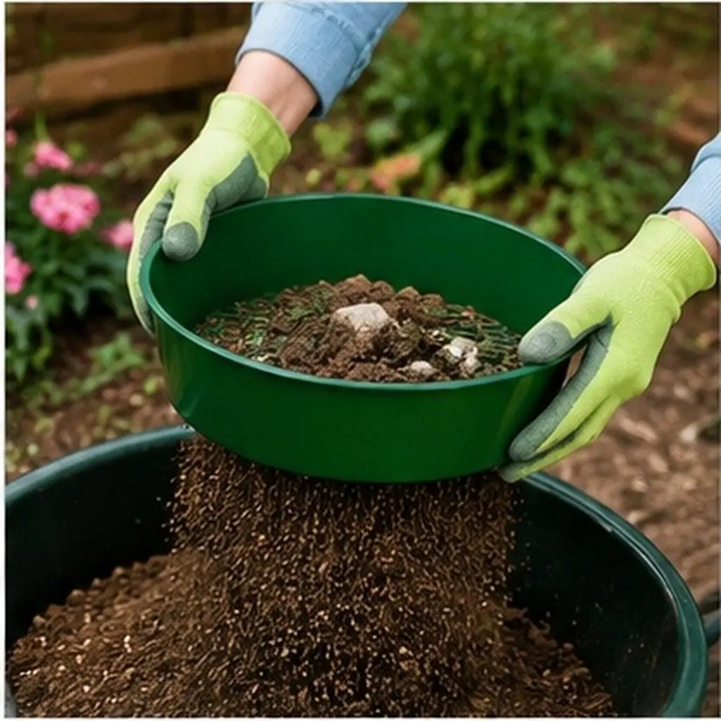 5Pcs Plastic Soil Sieve Garden Sifting Pan Portable Stone Riddle Compost Tool Gardening Sand Stone Filter Gardening Sifting Pan