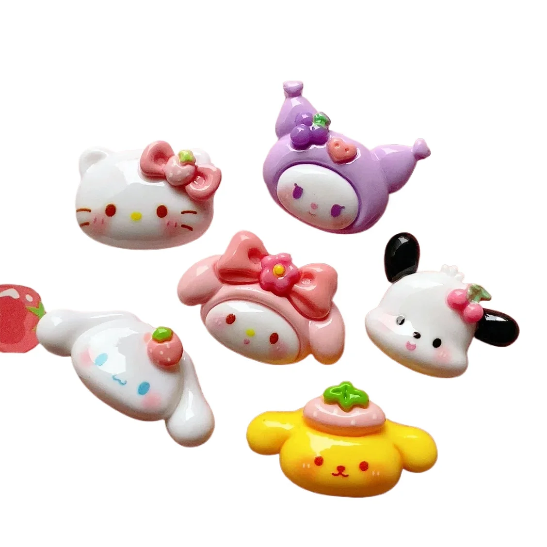 5pcs Sanrio Hello Kitty Kuromi Resin Flatback Cabochons Jewelry Accessories Diy Resin Charms for Scrapbooking Embellishments