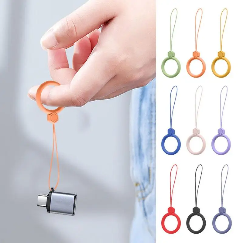 Silicone Fan Lanyard Gem Ring Earphone Case Liquid Silicone Pendant Soft And Skin-friendly Easy To Carry Phone Case Key U Disk