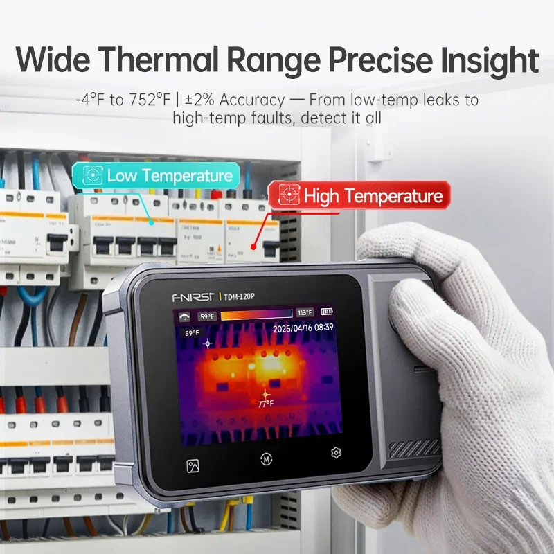 FNIRSI TDM-120/TDM-120P Temperature Detection Tool 120x90 Resolution Wide Range -20°C~400°C Touchscreen Measurement Device