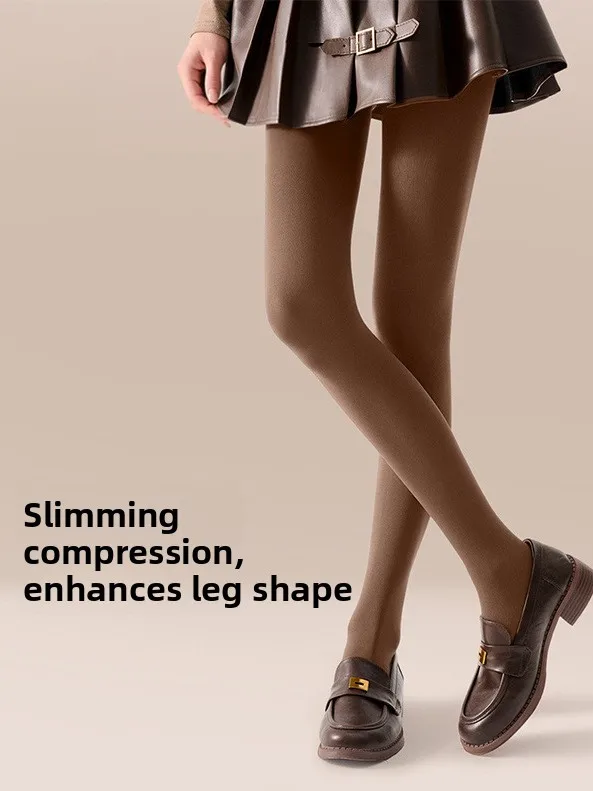 Caramel Velvet Leggings Women's Spring Autumn Style Anti-Catch Thread Swan Velvet Slimming Outdoor Wear Pantyhose