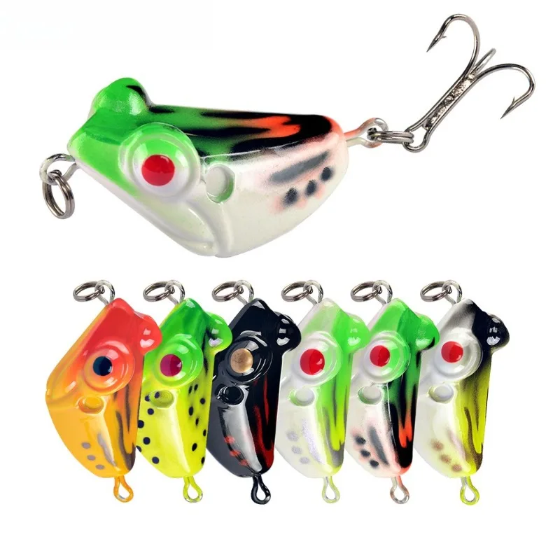 

5pcs 10g Insect Type Frog Mino Lure Soft Tube Bait Plastic Fishing Lure with Fishing Hooks Topwater Ray Frog Artificial 3D Eyes