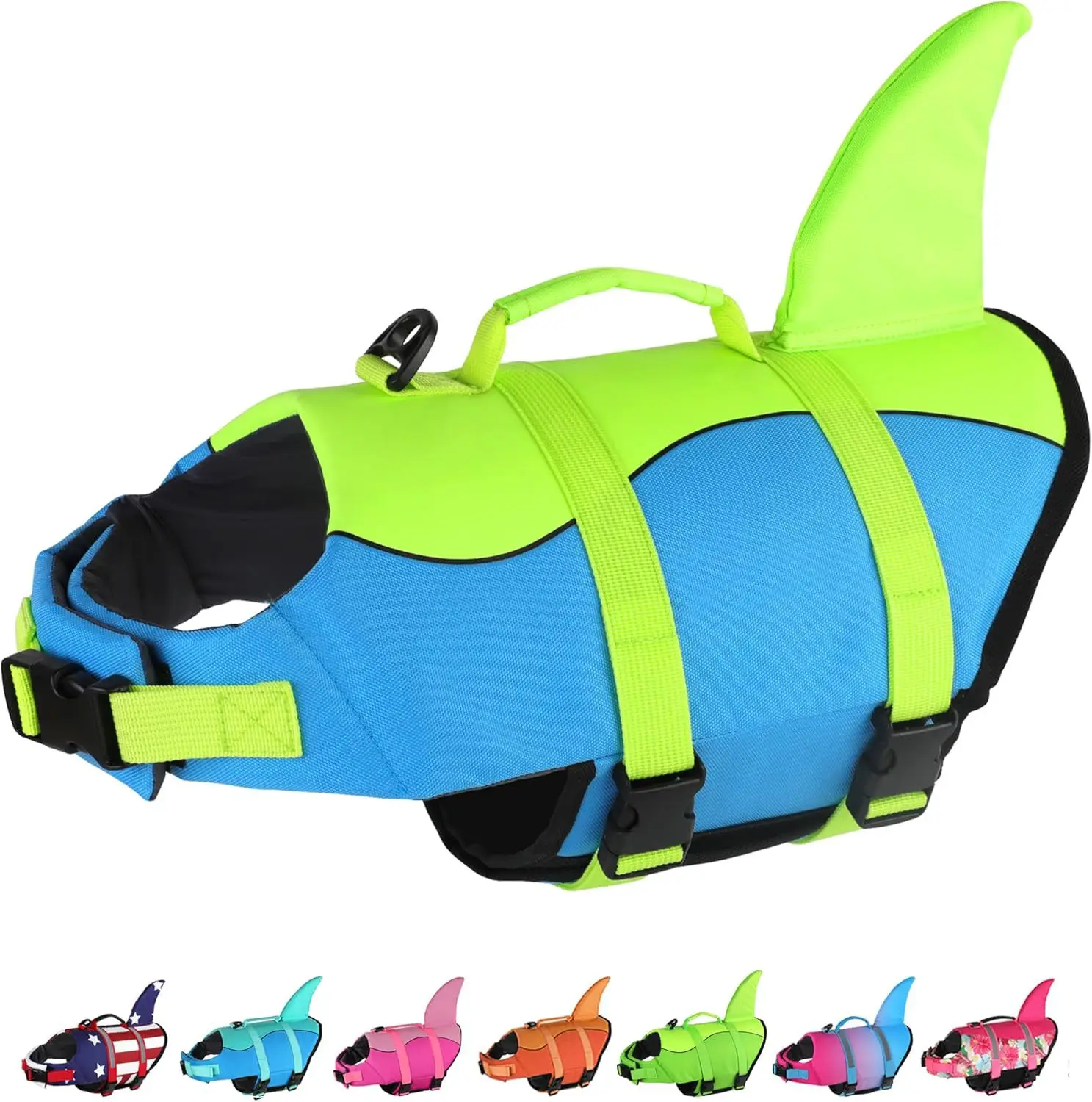 Pet life jacket dog outdoor swimming shark large dog view 3