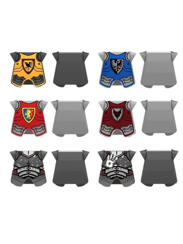 MOC Medieval Action Figures Accessories Series Military Army Soldier Figure Armour Shield Helmet Sword Crown Knight Flag