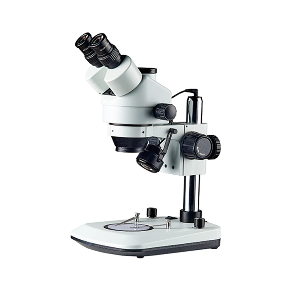 Professional Pole Stand Trinocular stereo microscope hd up and bottom 3W LED light 7x-45x trinocular  zoom 