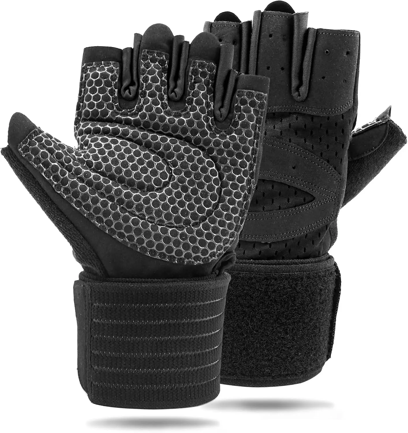 NewDoar Workout Gloves with Wrist Wrap Support Fingerless Gloves Weight Lifting Gloves for Fitness Exercise Weightlifting for Me