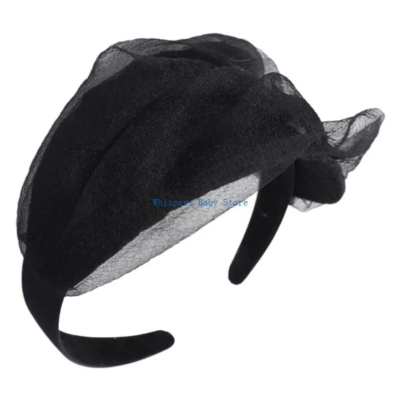 U90E Elegant Yarn Hat Hairband Ladies Prom Headband French Hairband for Girls
