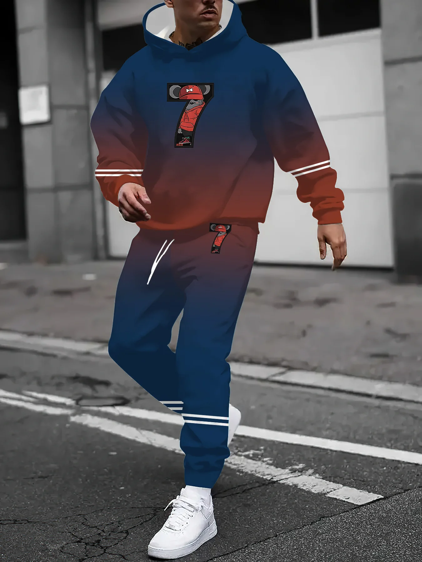 

Осенне-зимний костюм с длинными рукавами, мужской спортивный костюм, размер 7, мужской модный удобный костюм с длинными рукавами и принтом мыши