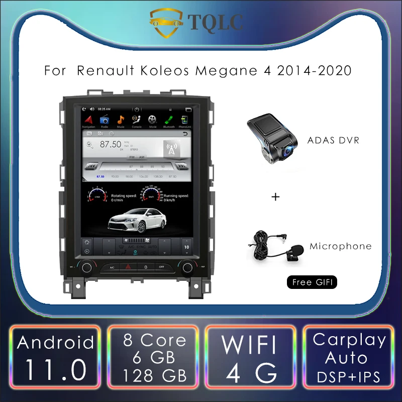 

Car Radio Android Tesla Style Screen For Renault Koleos Megane 4 2014-2020 10.4'' Stereo Carplay Multimedia Autoradio Head Unit