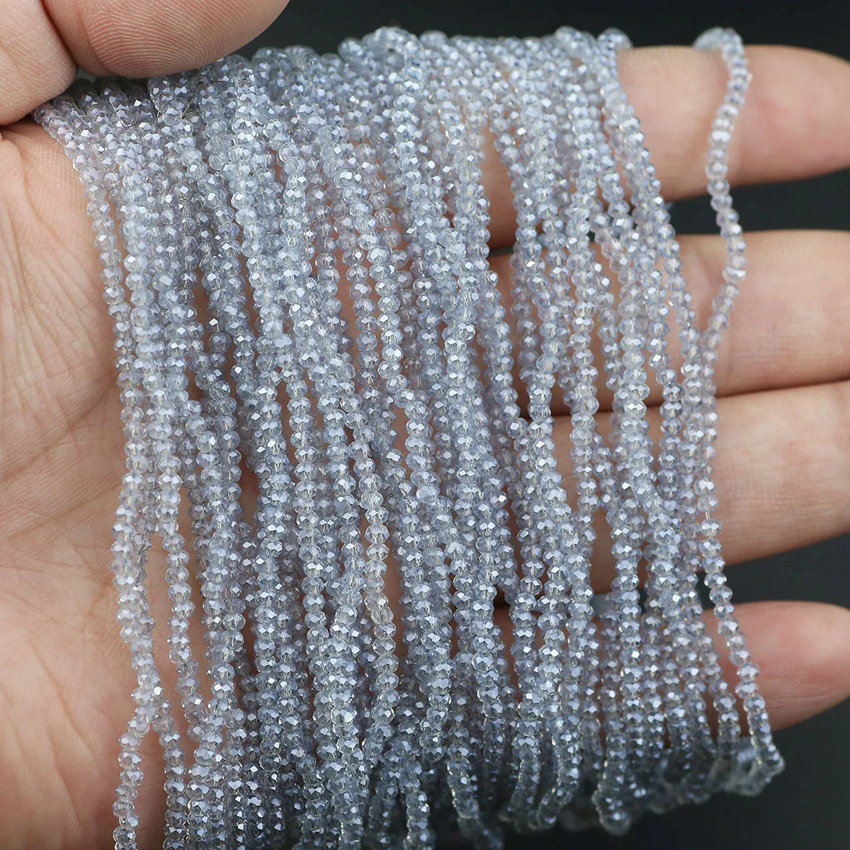 WLYeeS Light Blue Gray 2mm Glass Beads 150-800Pcs Flat Round Loose Spacer Beads For Jewelry Women Necklace Jewelry Making DIY