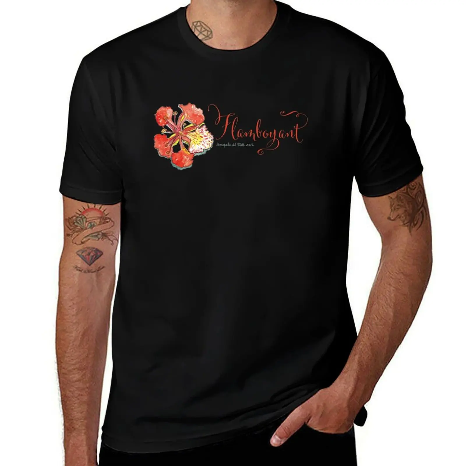 Flamboyant flower Puerto Rico - horizontal layout T-Shirt Quick Dry Travel T-Shirt
