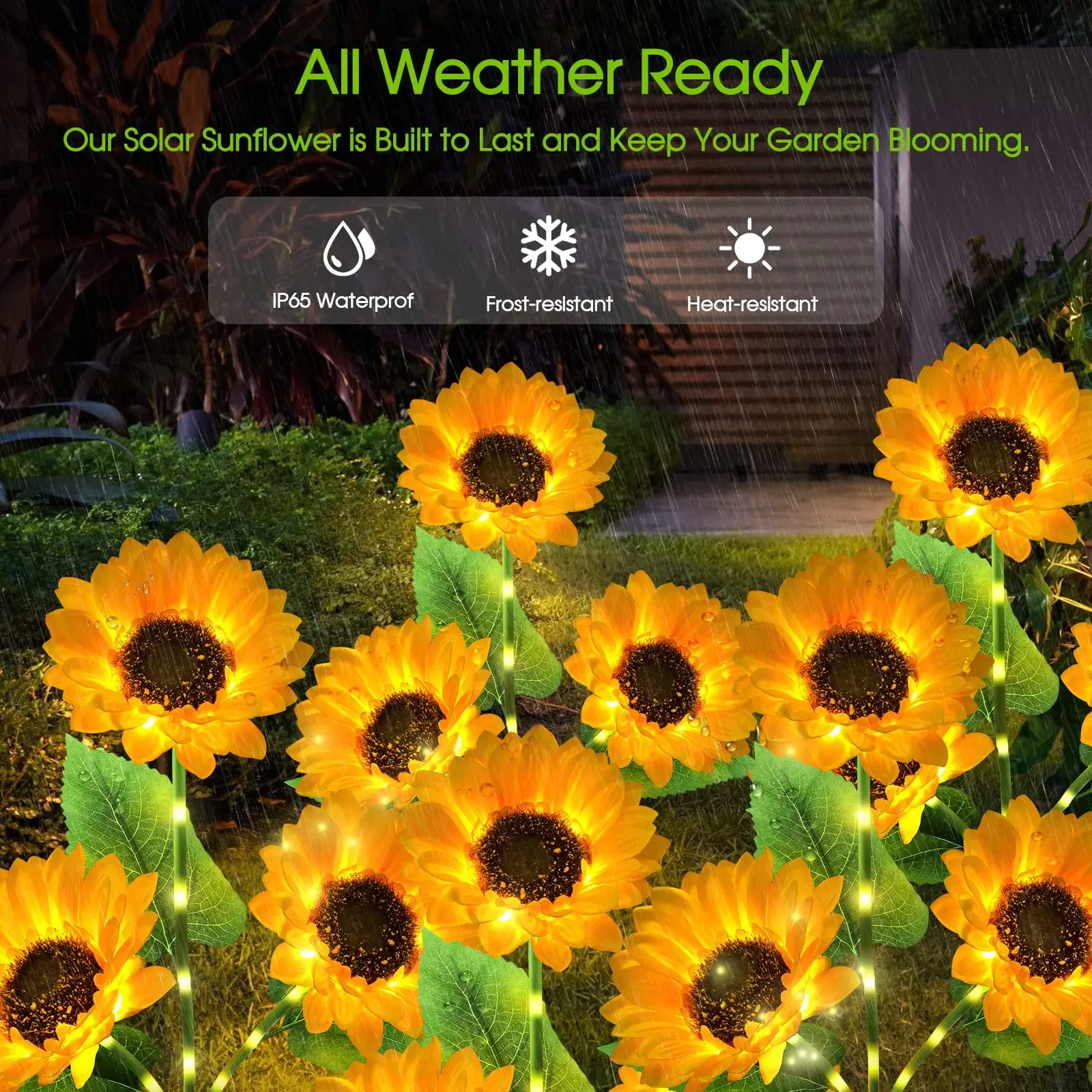 1/3 Heads Solar Sunflower Lights Solar Garden Lights Lawn Outdoor Waterproof for Backyard Pathway Landscape Yard Decorations