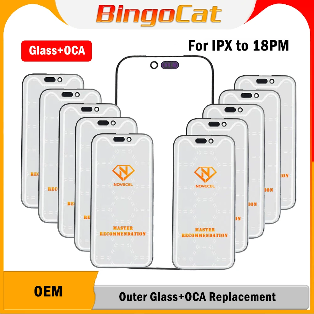 10pcs Novecel ORI For iPhone 17 18 18Pro Air 14 15 16 16E Pro Max mini 16promax X XS MAX Glass+OCA 2in1 LCD Touch Lens Repair