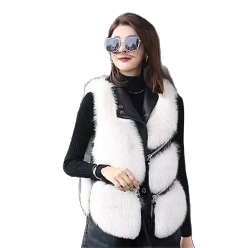 Teddy Coat 2024 High Street Plush Fur One Piece Jacket Faux Fur Vest Coat Women'S Lapel Sleeveless Buckle Slim Fit  jacke fell