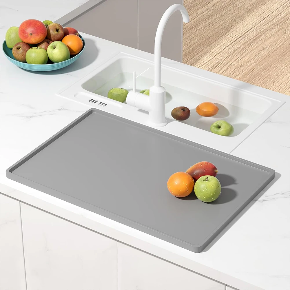 Solid Color Drying Mat Anti-Slip Thicken Dish Drying Pad Heat Resistant Silicone Tray Coaster for Espresso Machine Station