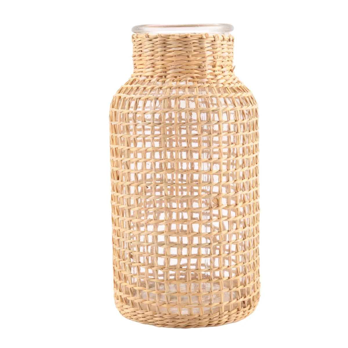 Straw Glass Flower Vase Japanese Flower Pot in the Nordic Contracted Creative Flower Basket to Water Plants -S