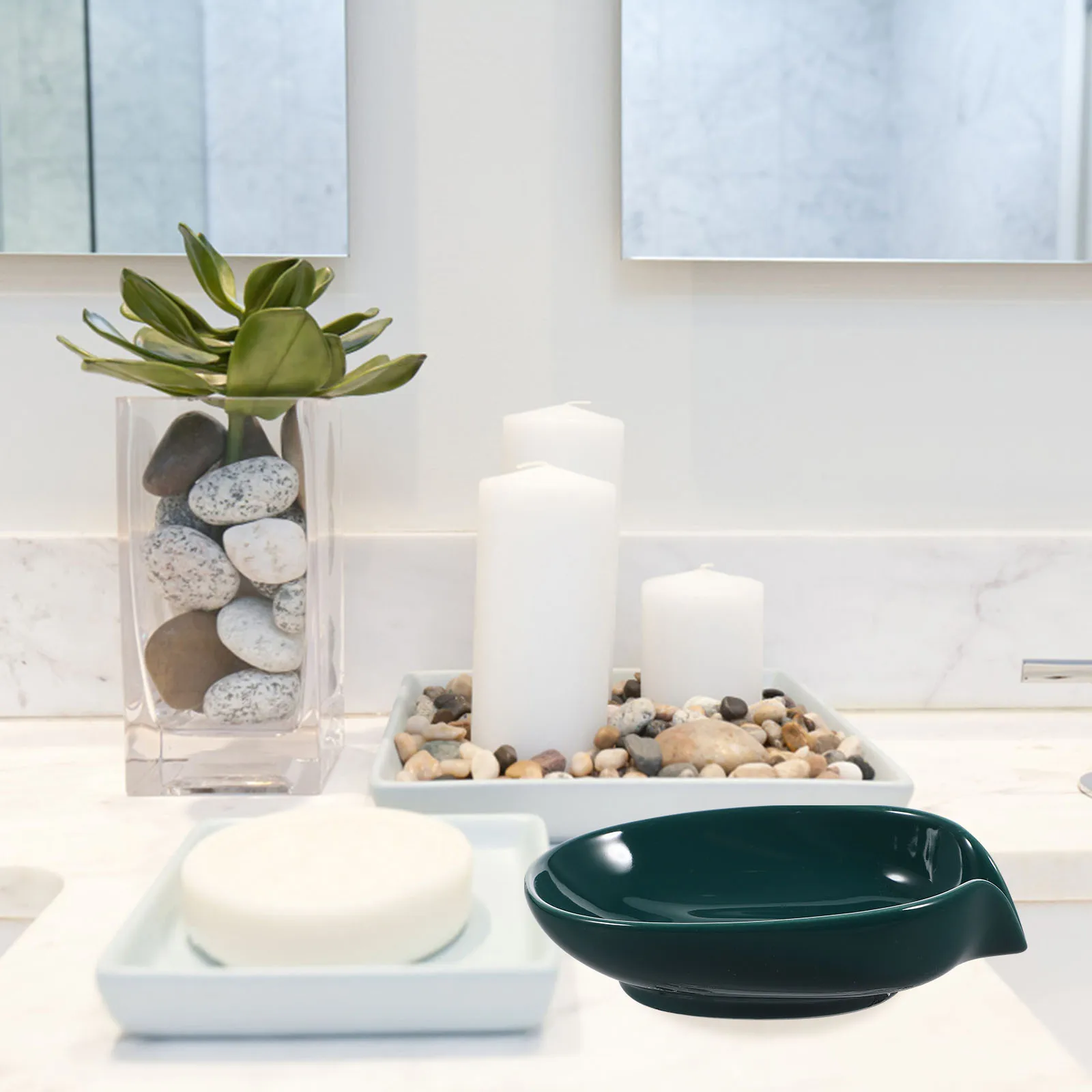 

Ceramic Soap Dish Holder Tray for Bathroom Sink Shower Draining Storage Box Easy Clean Anti Slip Design Bar Soap Holder