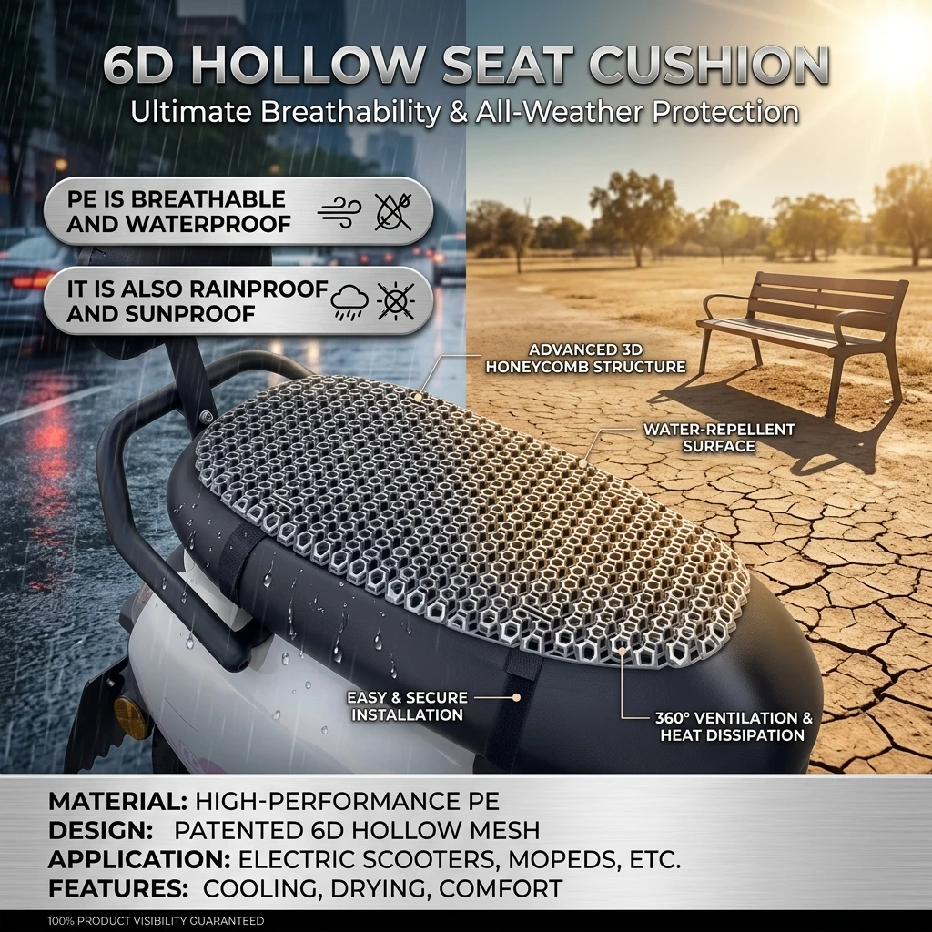 Summer Cool 4D Mesh Motorcycle Seat Cover Breathable Heat Dissipation Anti Slip Shock Absorbing Motorcycle Seat Pad