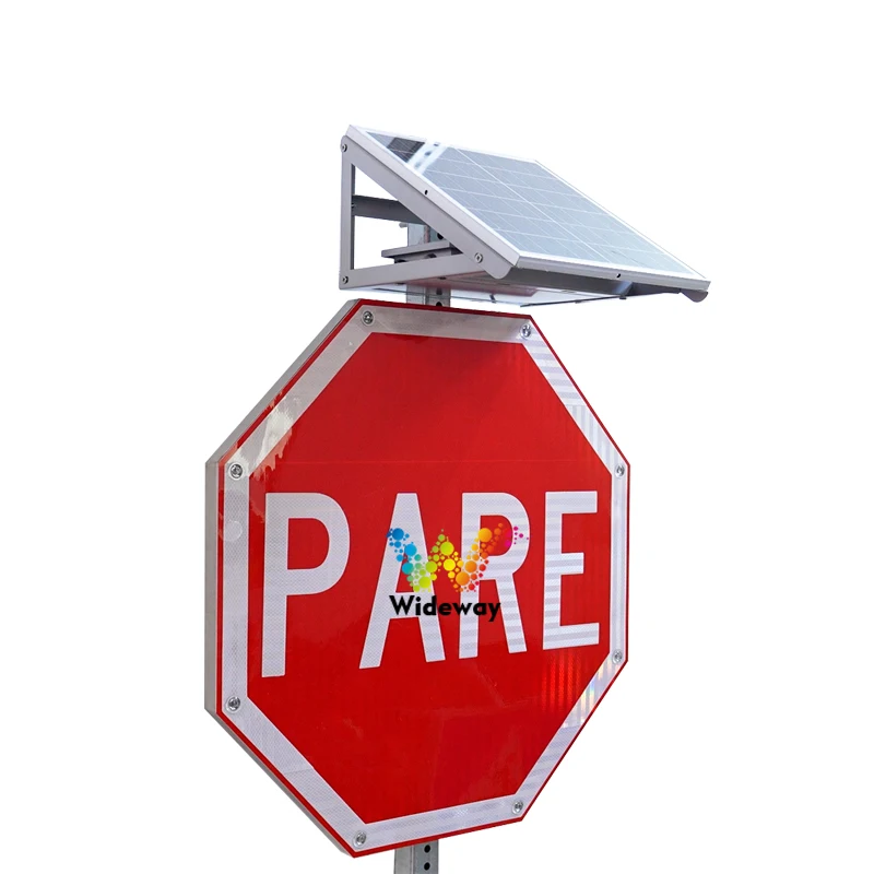 Wideway Designs Outdoor Aluminum Solar LED Flashing Stop Signs For Cross Traffic Intersections