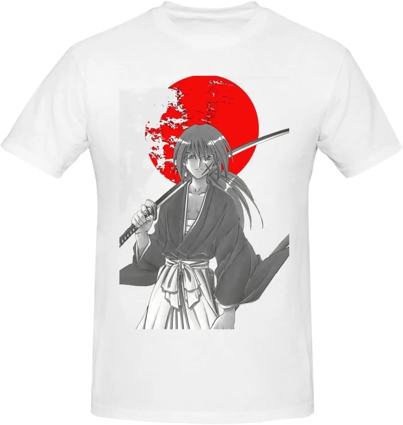 

Rurouni Anime Kenshin Shirt Men's Pure Cotton Short Sleeved T-Shirt SoftT-Shirt Black