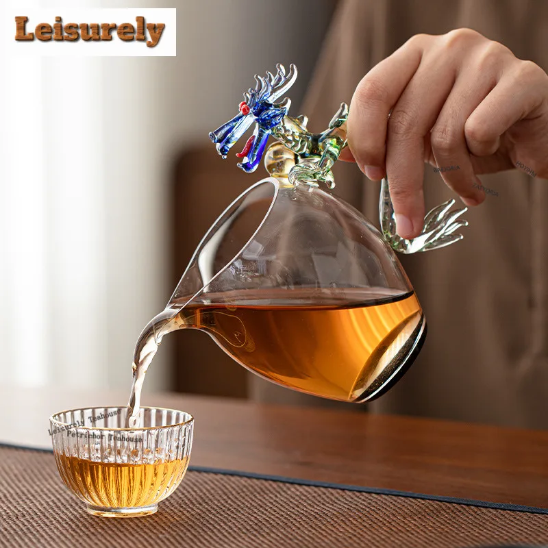 260ml Bottom Of Starry Sky Dragon Handle Glass Tea Pitcher Divide Tea Cha Hai Dispenser Justice Cup Fair Mug Drinkware Supplies