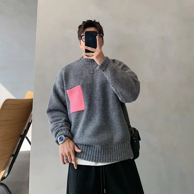 

Мужской вязаный свитер большого размера с круглым вырезом, осенне-зимний, более 300 цветов, модный дизайн, брендовый, для молодежи...