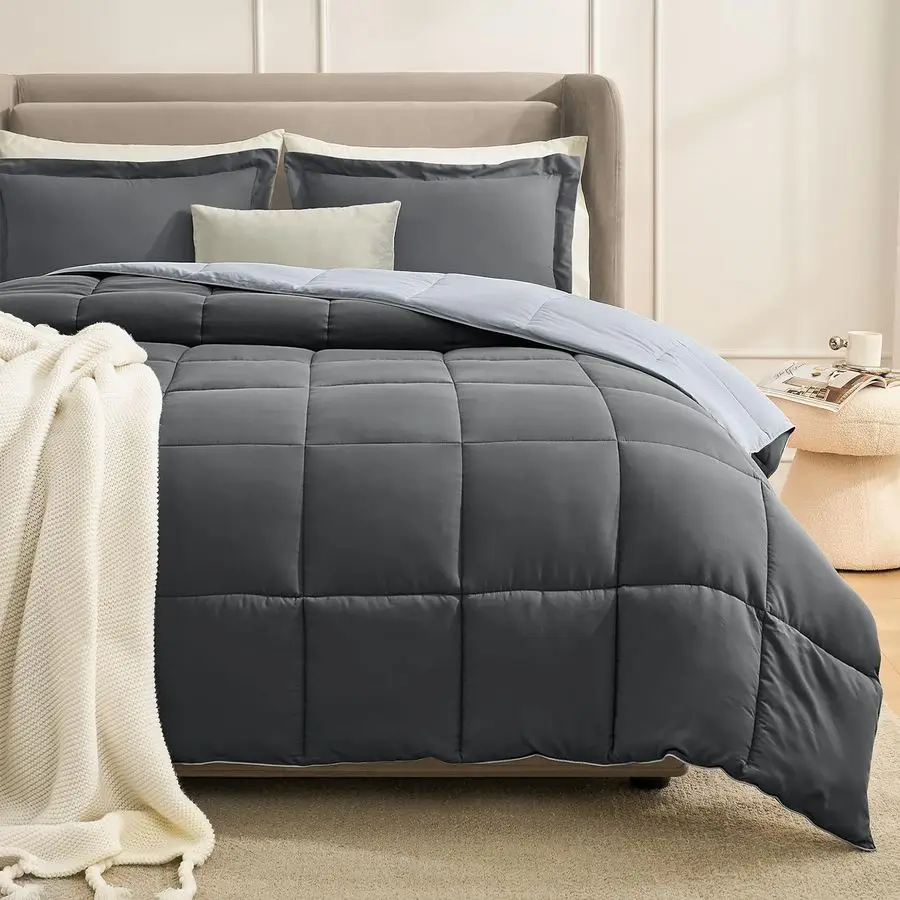 

Комплект одеял Queen Comforter Set Grey, комплект одеял Queen Size, мягкое легкое одеяло с наполнителем, имитирующим пух, двустороннее, универсальное.