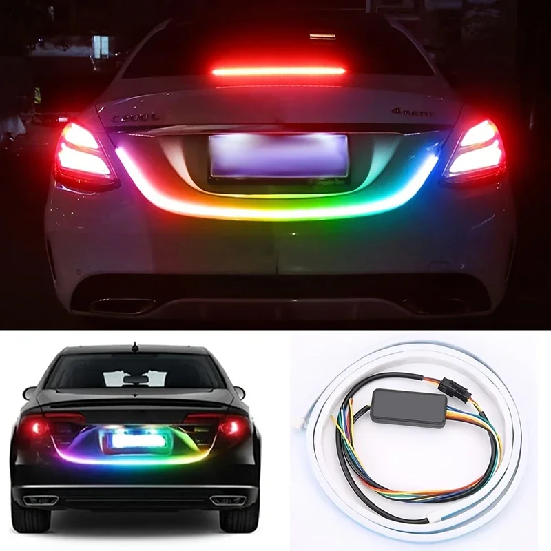 Image of 1 stücke Auto Hinten Stamm Lichter Streifen LED Dekorative Lampen Rücklicht Warnleuchten Dynamische Streamer Für Bremse Blinker Lampen